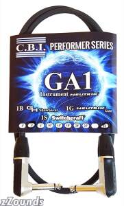 CBI GA1 American-Made Instrument Cable with Right Angle Plugs