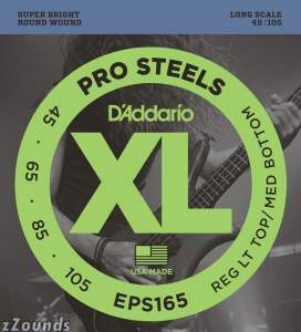 DAddario EPS165 XL ProSteels Regular Gauge/Long Scale Bass Strings