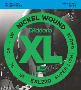 DAddario EXL220 XL Nickel Wound Bass Strings (Super Soft, Long)