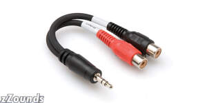 Hosa Y Cable - 6 inch (Stereo 3.5mm Phone Male to 2 RCA Female) (Model YRA154) - Adapter Cables music items