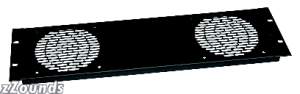 Middle Atlantic Fan Panel For 2 Fans, Black Brushed Finish, 3 Space