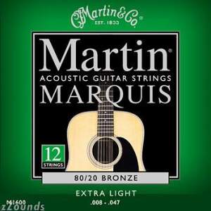 Martin M1600 Marquis Bronze 12-String Acoustic Guitar Strings (Extra Light)