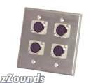 Proco Double Wall Plate with 4 Female XLR (Model WP2035)
